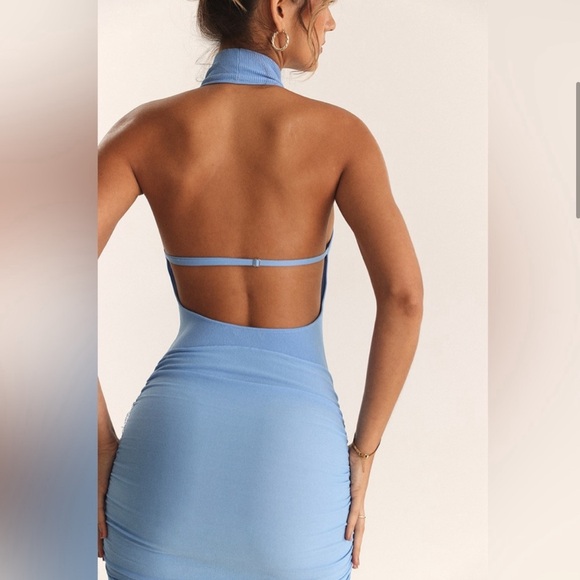 House of CB SOFT BLUE KNIT HALTER DRESS size XS - Picture 2 of 3